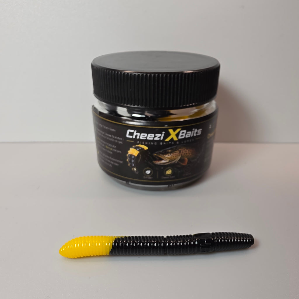Slim Worm Black & Yellow 55 mm · 1.25 g