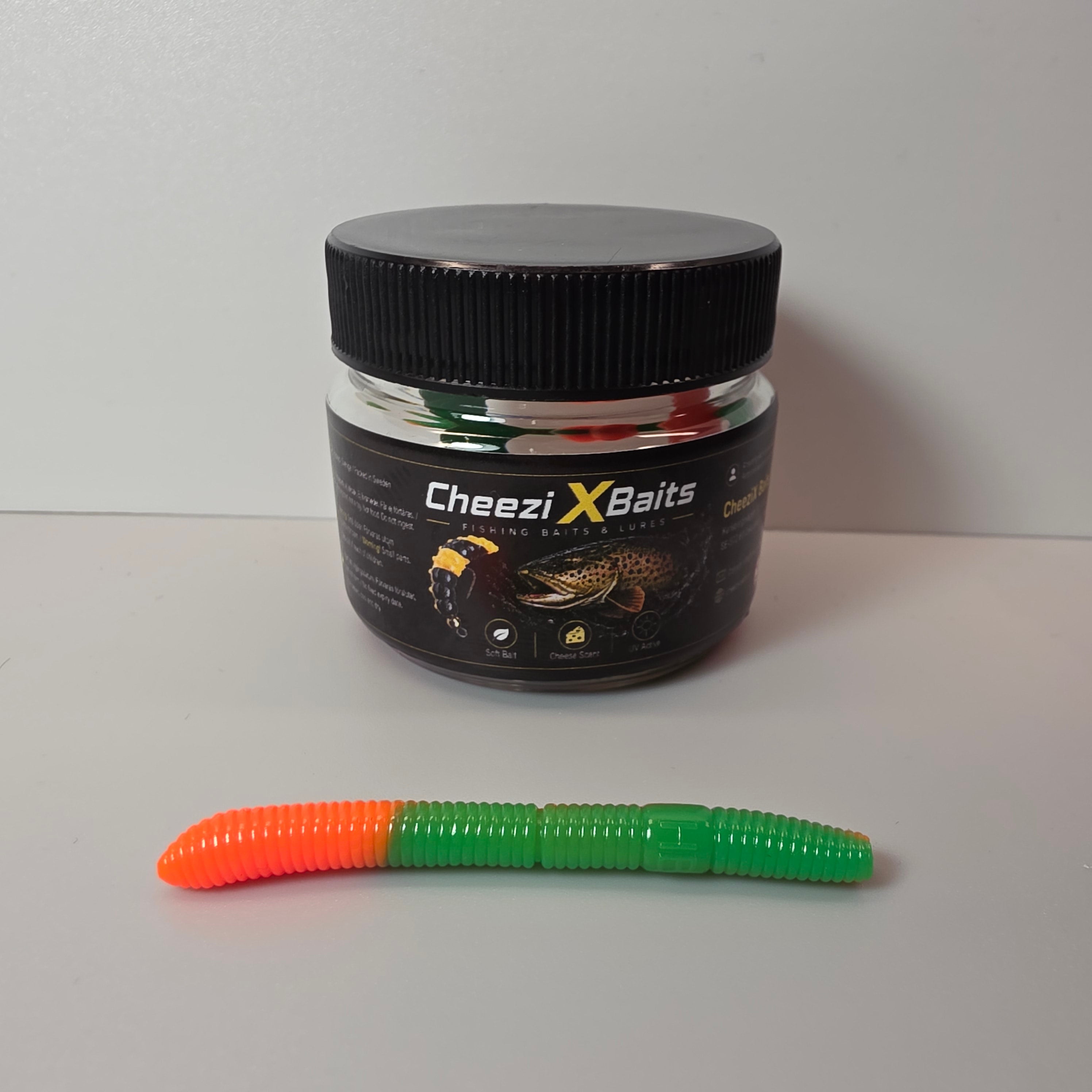 Slim Worm Green & Orange 55 mm · 1.25 g