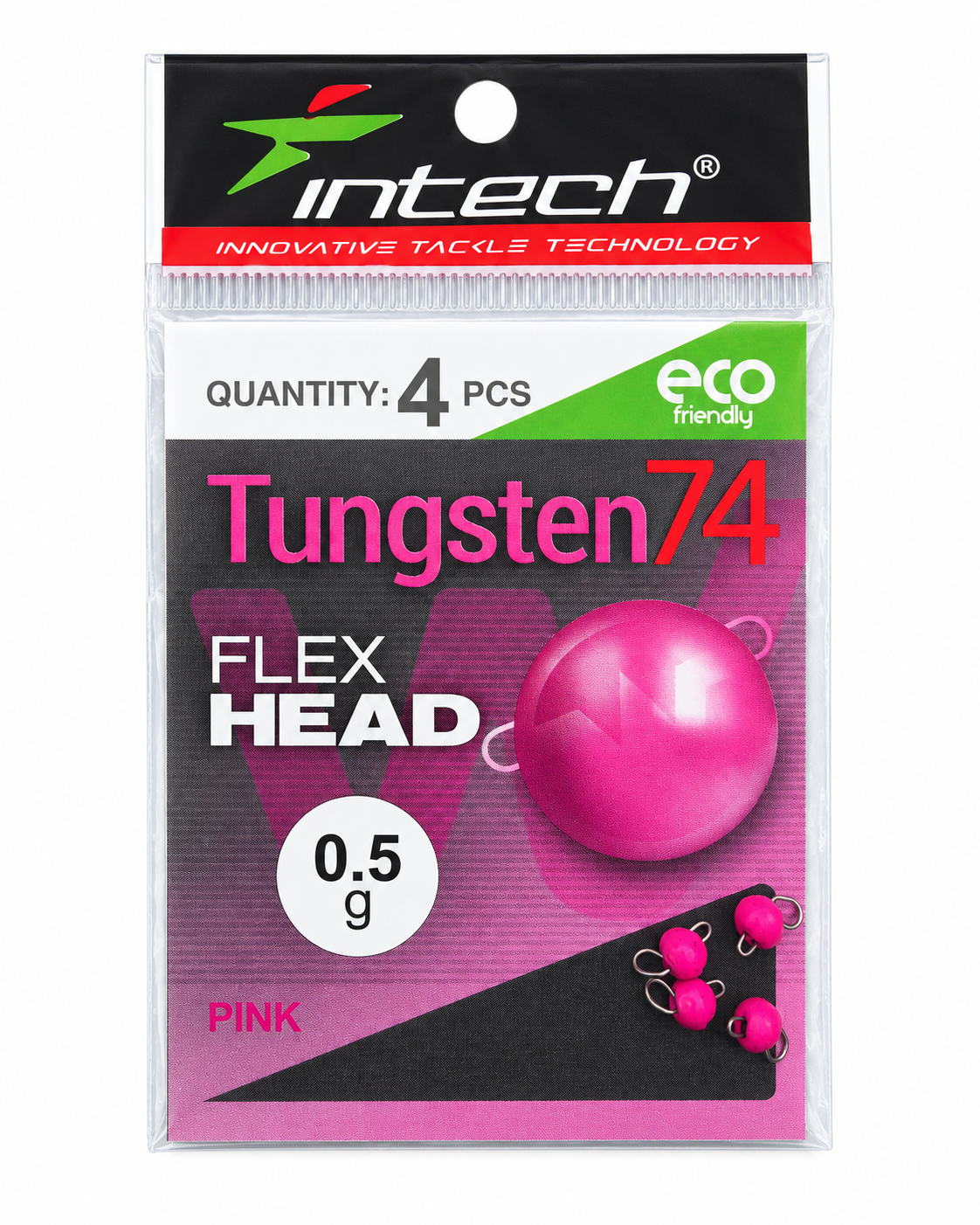 Intech Tungsten 74 Flex Head – 0.5 g Gloss Pink UV, 4 pcs