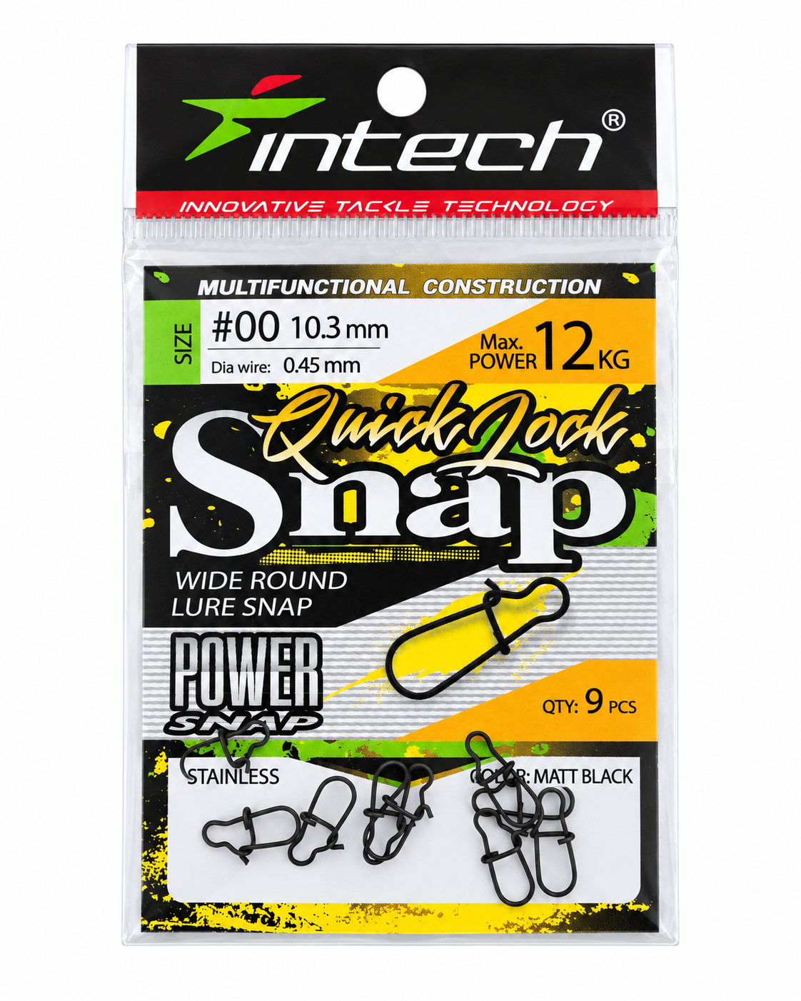 Intech Quick Lock Snap Matt Black – Size #00, 9 pcs