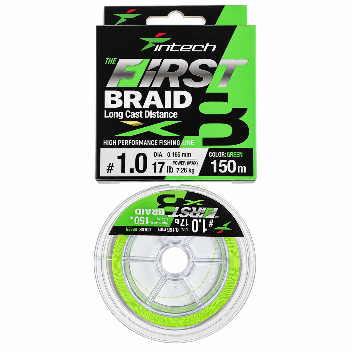 Intech First Braid X8 Green – PE #1.0, 150 m