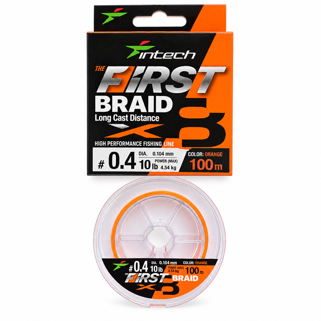 Intech First Braid X8 Orange – PE #0.4, 100 m