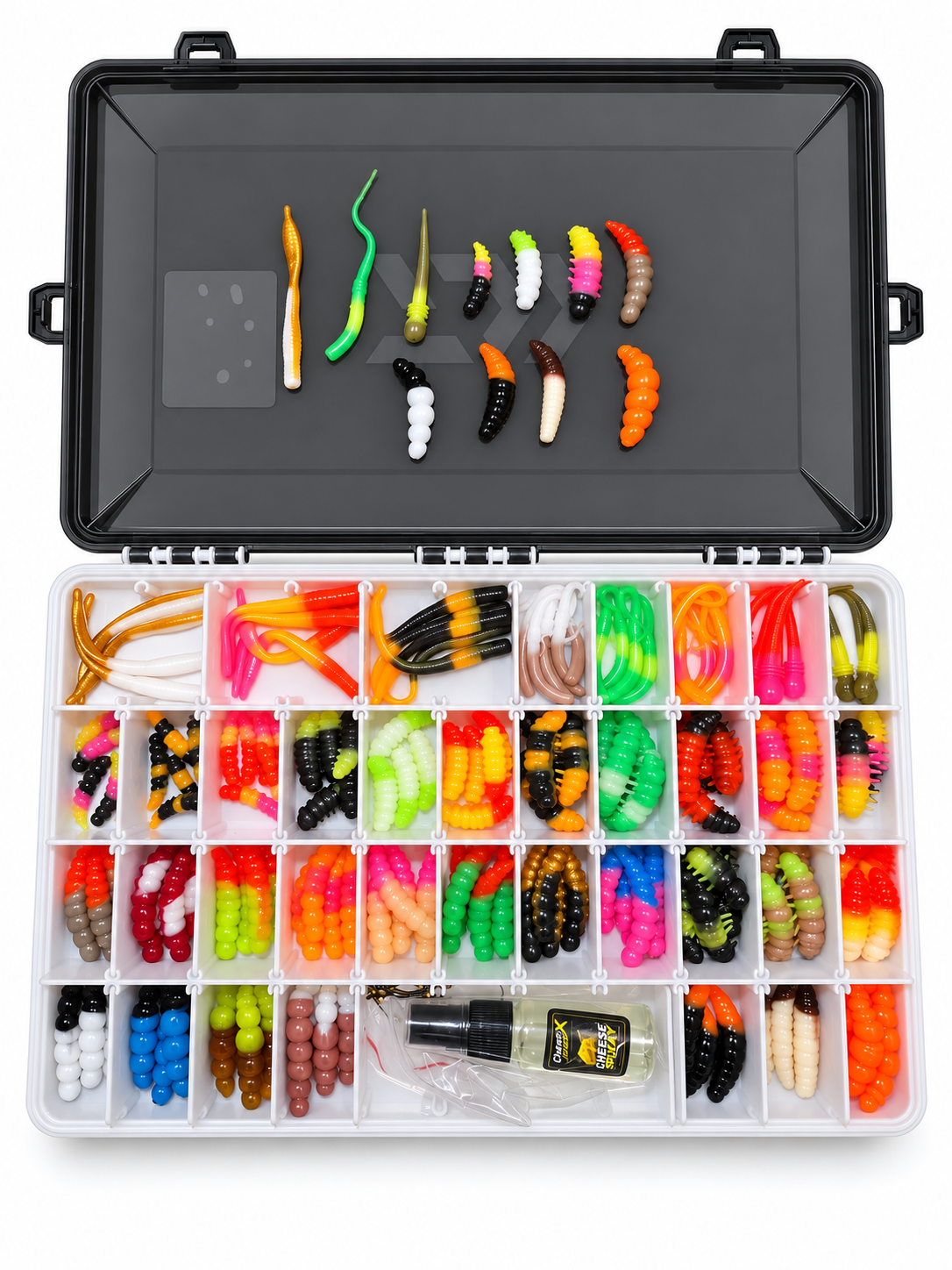 Set XL - Professional Trout Mix 7 - 162 baits + 10 hooks + 1 cheese scent spray