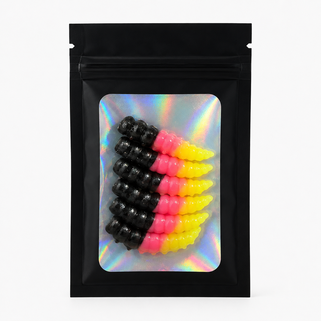 Micro Larva Black - Pink & Yellow 33 mm · 0.9 g