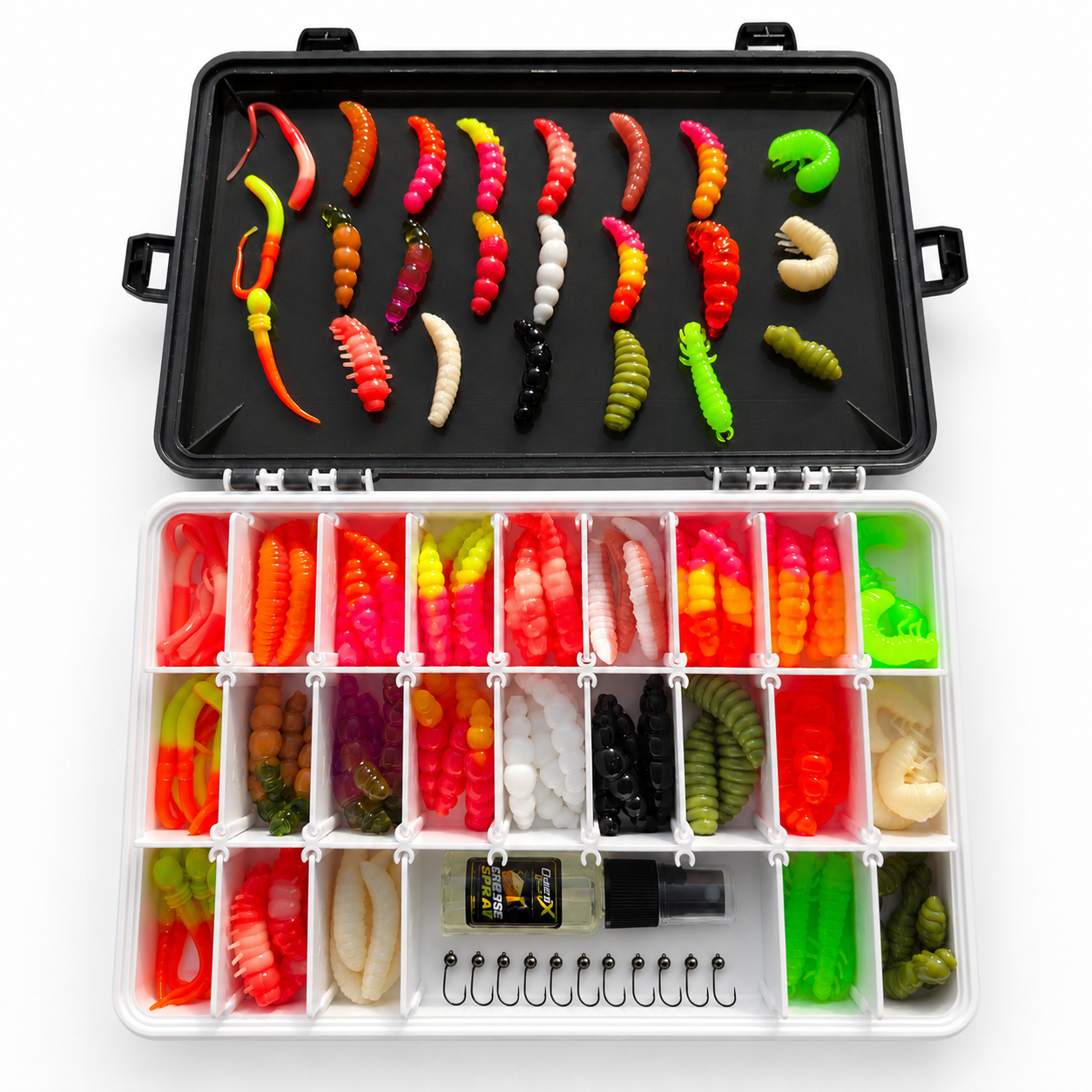 Set L Mix 5 - 130 baits - 10 hooks - 1 Cheese Spray