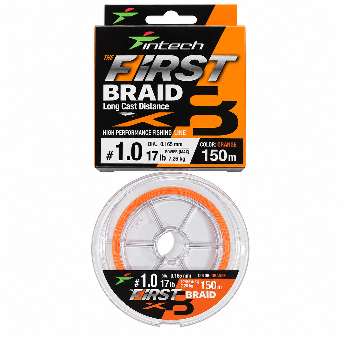 Intech First Braid X8 Orange – PE #1.0, 150 m