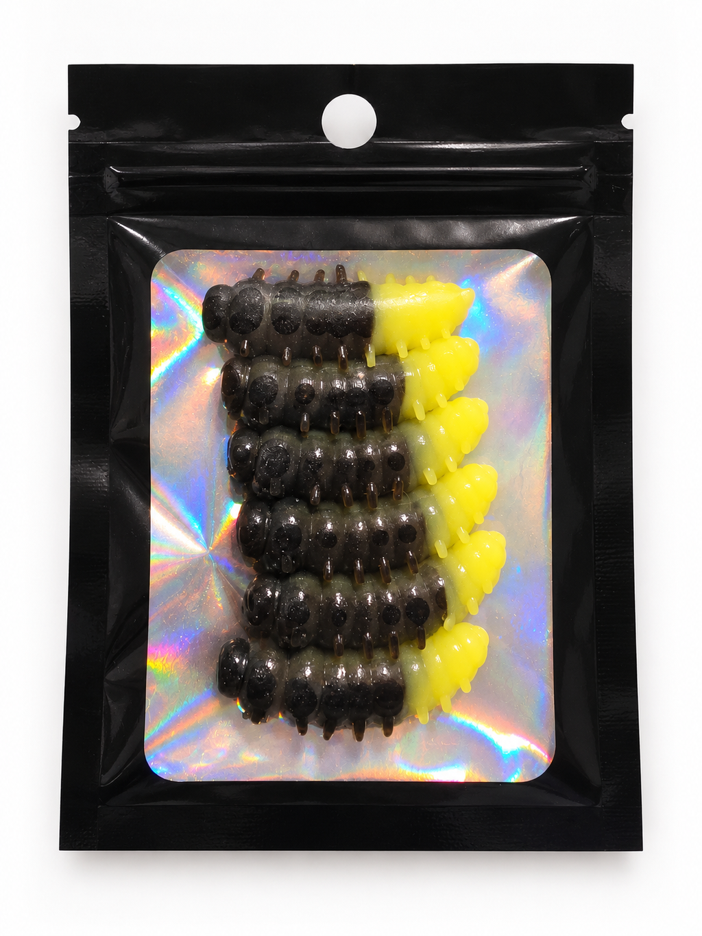 Crawler Mini Toxic Lime & Black Glitter — pack of 6