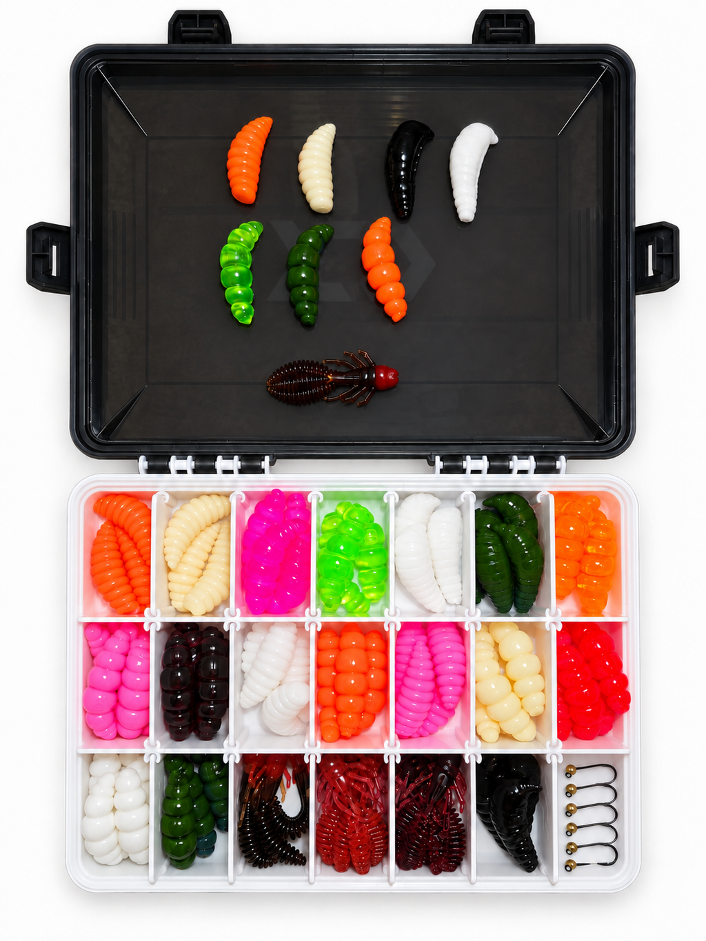 Set M Mix 12 with 80 large soft baits and 5 hooks